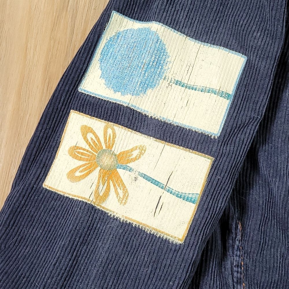 🔹️Rare Vintage Blue Corduroy Buttoned Front Military Jacket Medium - Picture 6 of 9